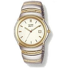 Citizen Mens $295 Two-tone Silver, Gold Elegance Dress Watch W/ Date Bk0054-55a