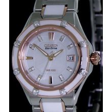 Citizen Signature Ladies Octavia Rose With Ceramic Diamond Watch Ew2206-51d