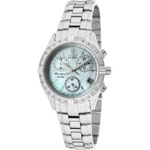 Citizen Watches Women's Chronograph White Mother Of Pearl Dial Stainle