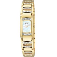 Citizen Women's $350 Eco-drive Gold Ss Watch W/ Swarovski Crystals Eg2732-51d