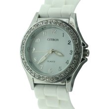 Citron Women's Quartz Watch With White Dial Analogue Display And White Silicone Strap Cb1010/C