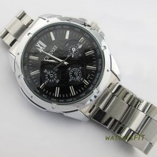 Classical Black Dial Analog Gentle Men's S/steel Wrist Quartz Watch