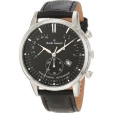 Claude Bernard Men's 01506 3 Nin Classic Black Dial Chronograph Leather Watch