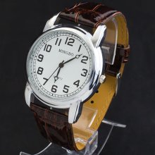 Clear Dial Mens Boys Top Quality Leatheroid Quartz Movement Wrist Watch Watches