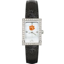 Clemson Women's Black Leather Strap Allure Watch