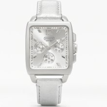 Coach 14501448 Boyfriend Square Strap Watch Stardust Sparkly Leather Silver