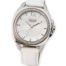 Coach - Boyfriend Crystal White Patent Leather Strap Watch - 14501304