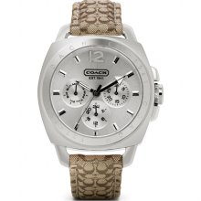 COACH BOYFRIEND SIGNATURE WATCH - SIlver/Khaki , STYLE: W839 - Silver - Stainless Steel