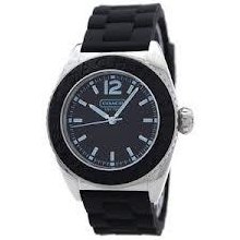 Coach Watch Lady 14501374 Black Rubber Band With Black Face