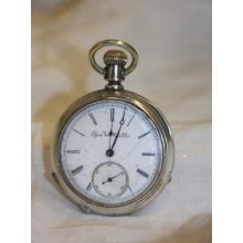 Coin Silver Pocket Watch Elgin Size 16 Model 5 1886- 1896