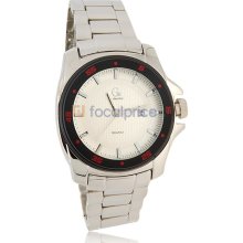 Collection Men's Round Dial Analog Watch with Stainless Steel Strap (Silver)