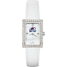 Colorado Avalanche Ladies Allure Watch White Leather Strap