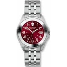 Companion Watch With Large Red Dial & Dual Finish Stainless Steel Bracelet