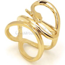 Cool Yellow Gold Plated Metal Charming Snake Ring Fashion Jewelry Gift Ar06