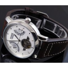 Cow Leather Parnis White Texture Dial St 2505 Automatic Movement Mens Watch P294