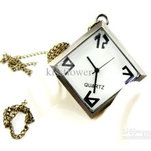 Creative L Sie Square Design Pocket Watch Necklace Sweater Necklace