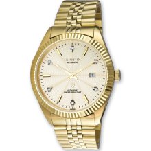 Croton Mens Gold-Tone Stnlss Steel 0.03Ct. Diamond Automatic Watch XWA3171