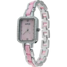 Crystal Square Dial Charming Women's Wrist Watch (Pink) - Stainless Steel - Pink