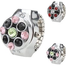 Crystal Women's Multi-Color Style Alloy Analog Quartz Ring Watch (Assorted Colors)