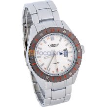 CURREN 8068 Round Dial Steel Band Men's Wrist Analog Watch with Calendar (White)