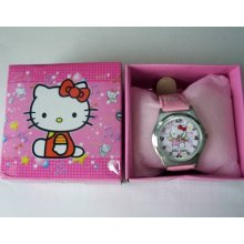 Cute Hello Kitty watch for Children and Women with Free Box and