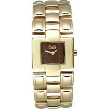 D&G Dolce & Gabbana Quotes Gold IP Brown Dial Women's Watch #DW0475