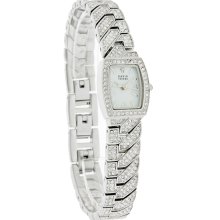 David Tutera Quartz Ladies Silver Tone Fancy CZ Tennis Bracelet Watch DT36-14797