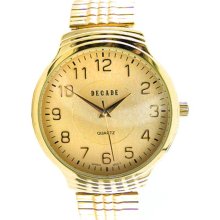 Decade Mens Watch w/Goldtone Round Case, Mother-of-Pearl Dial and GT Expansion Band