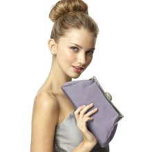 Dessy Dupioni Trapezoid Wedding Clutch with Jeweled Clasp in Charm