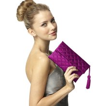 Dessy Quilted Envelope Clutch with Tassel Detail in Persian Plum - Wom