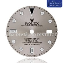 Diamond Steel Grey Color Dial For Rolex Submariner Watch