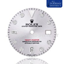 Diamond Steel Grey Color Dial For Rolex Yachtmaster 40mm Watch