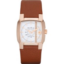 Diesel Ladies Gold Plated Stainless Steel Case Leather Strap DZ5296 Watch