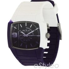 Diesel Men Silicone/rubber Analogue Watch Purple/white Dz1424 Nib+warranty