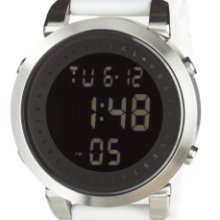 Digital Doppler Rubber Watch White Brushed Silver/