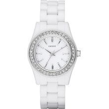 Dkny Quartz White Gem Dial White Plastic Band - Women's Watch Ny8145