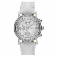 Dkny White Leather Glitz Crystal Watch Ny8341 $175. Lexington