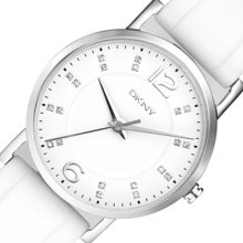 Dkny White Rubber Crystals Watch Ladies Non-working