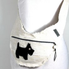 Dog Walking Cross Body Bag Cream Cotton