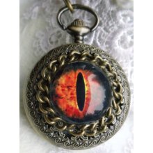 Dragon eye pocket watch, steampunk dragon eye pocket watch in antique bronze