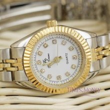 Dress Womens Golden Steel Jp Quartz Wrist Watch Crystal Light Classic Watch