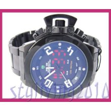 Dual Core Steel Japan Quartz Analog Led Men Watch Black