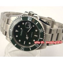 E1005,parnis 40mm Green Ceramic Bezel Sapphire Glass Submariner Automatic Watch