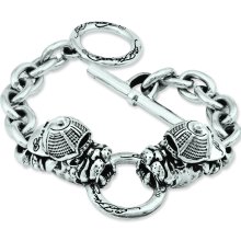 Ed Hardy Stainless Steel Bull Dog w/Hat Toggle Bracelet