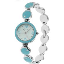 Elegant Round Shaped Lady's Wrist Watch (Blue) - Blue - Stainless Steel