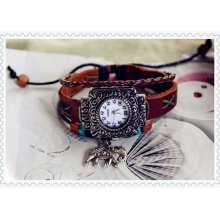 elephant lucky leather watch, vintage wrist watch, men wrist watch,unique wrist watch,handmade wrist watch,ethical wrist watch,teens wrist w