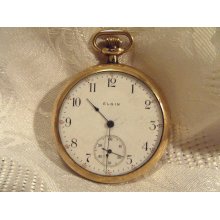 Elgin Pocket Watch 1908 16 Size 7 Jewels Grade 291 Gold Filled Case (