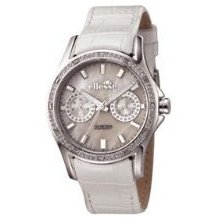 Ellesse Q06000 Ladies Chronograph Mop White Dial White Leather Strap Watc