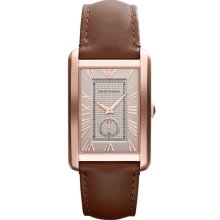 Emporio Armani Rectangular Leather Strap Watch