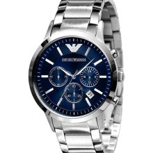 Emporio Armani Stainless Steel Bracelet Watch Silver/ Blue